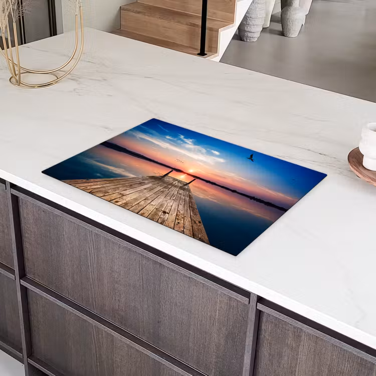 Steiger - Water - Zonsondergang - Roze - Horizon Inductie beschermer vinyl 3mm klein -sfeer8
