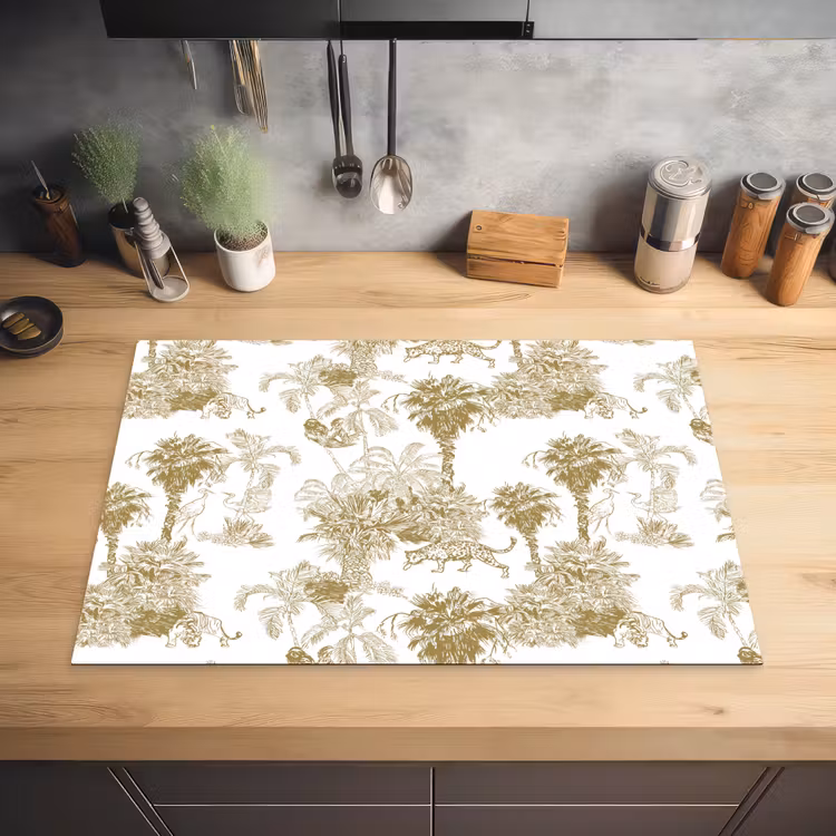 Oerwoud - Abstract - Beige Inductie beschermer vinyl 3mm klein 276 -sfeer5