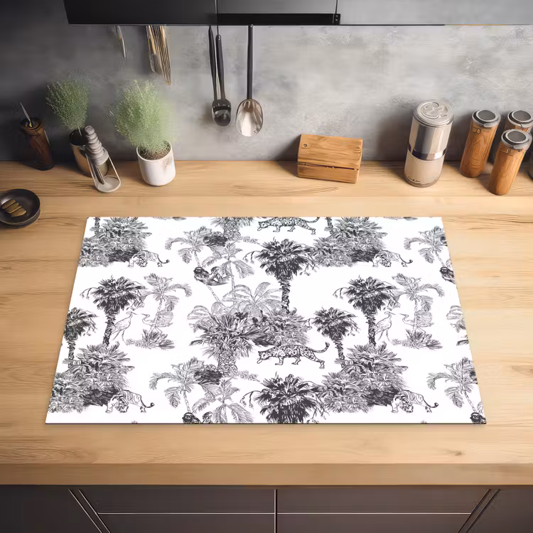 Jungle - Dieren - Grijs Inductie beschermer vinyl 3mm klein 276 -sfeer5