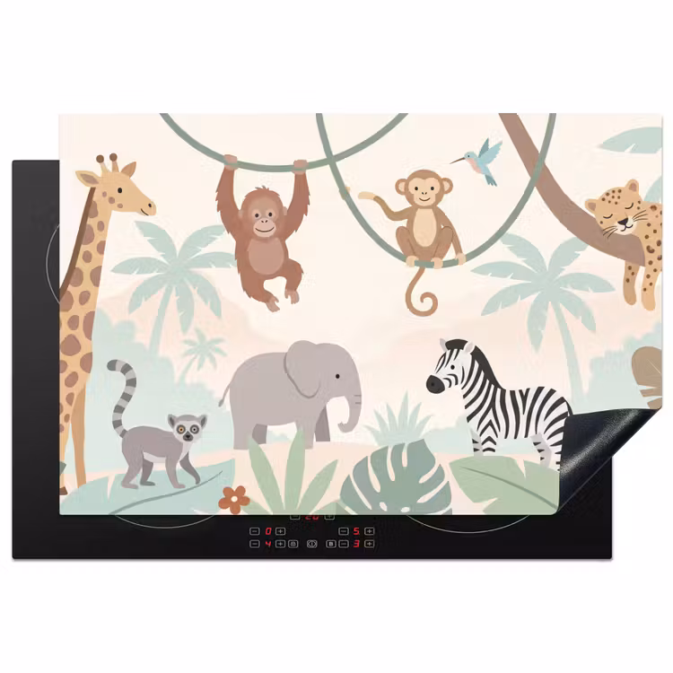 Jungle - Dieren - Groen Inductie beschermer vinyl 3mm klein -3d