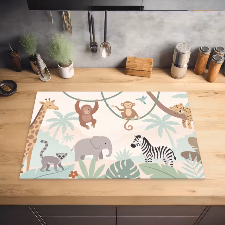Jungle - Dieren - Groen Inductie beschermer vinyl 3mm klein -sfeer5