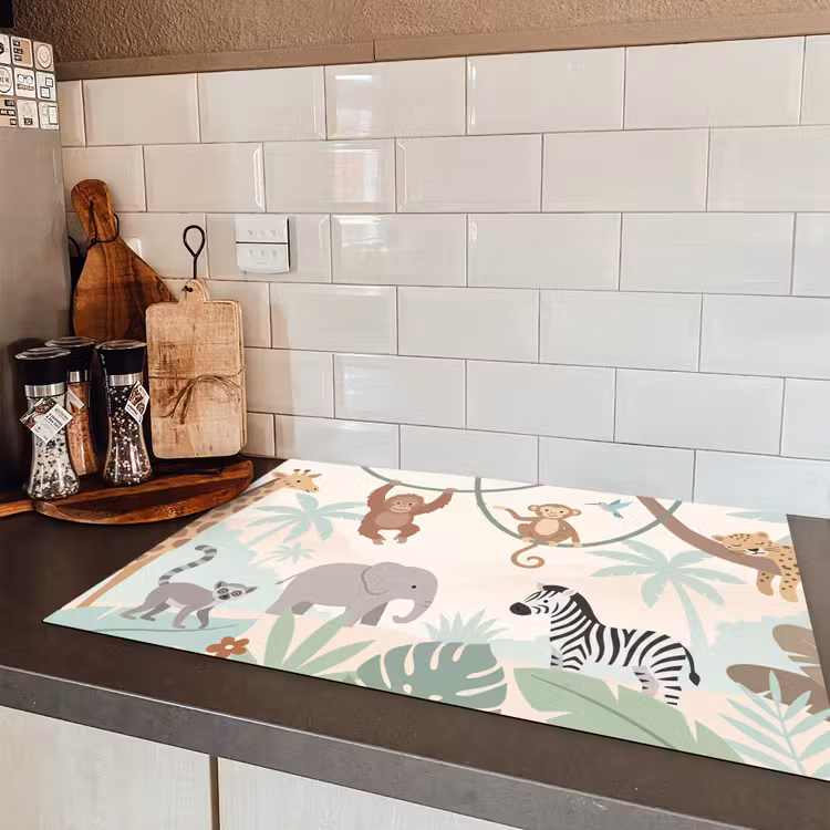 Jungle - Dieren - Groen Inductie beschermer vinyl 3mm klein -sfeer3