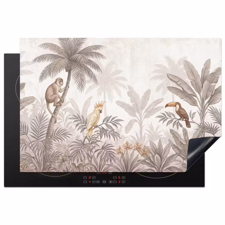 Jungle - Dieren - Palmbomen Inductie beschermer vinyl 3mm klein -3d