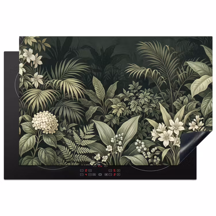 Jungle - Bladeren - Botanisch - Groen Inductie beschermer vinyl 3mm klein -3d