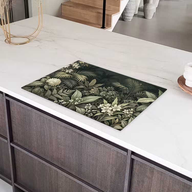 Jungle - Bladeren - Botanisch - Groen Inductie beschermer vinyl 3mm klein -sfeer8