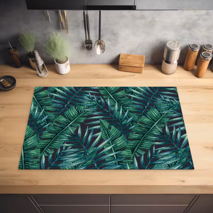 Jungle - Bladeren - Tropisch Inductie beschermer vinyl 3mm klein -sfeer5