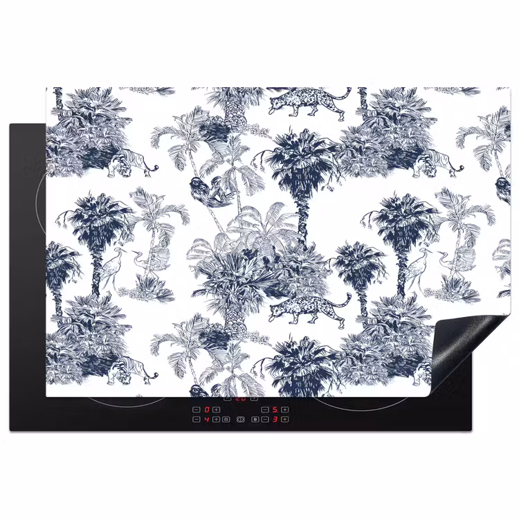 Jungle - Beplanting - Blauw Inductie beschermer vinyl 3mm klein 276 -3d