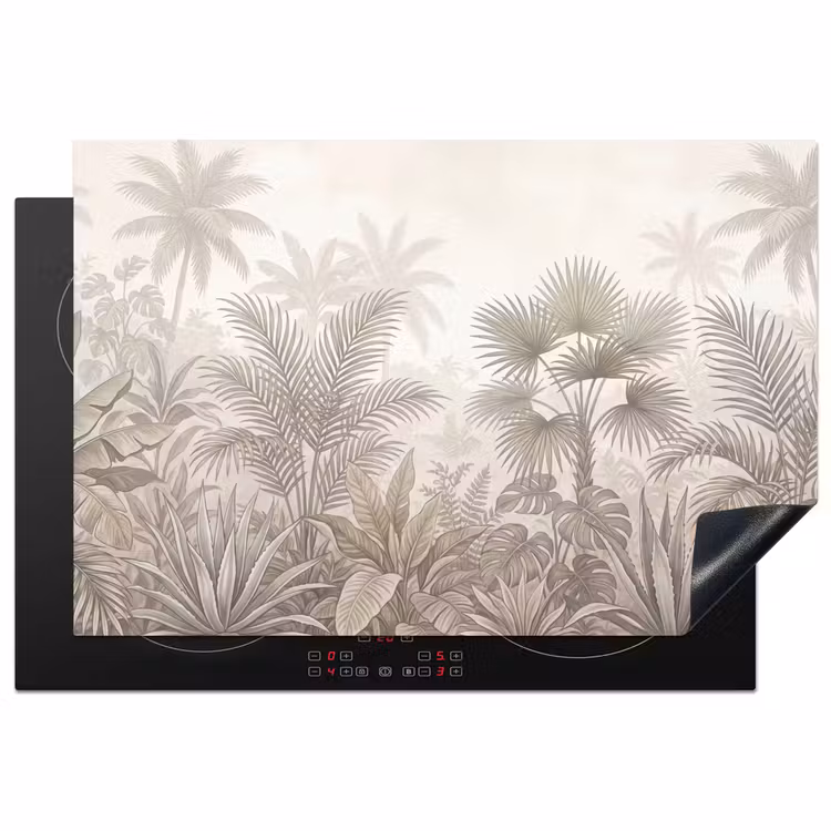 Jungle - Tropisch - Natuur -Vintage - Beige Inductie beschermer vinyl 3mm klein -3d