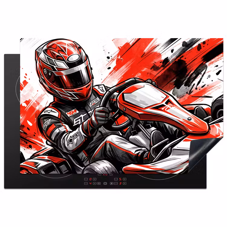 Kart - Coureur - Snelheid - Rood Inductie beschermer vinyl 3mm klein -3d