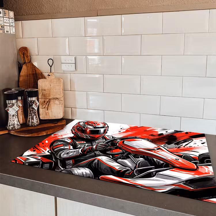 Kart - Coureur - Snelheid - Rood Inductie beschermer vinyl 3mm klein -sfeer3