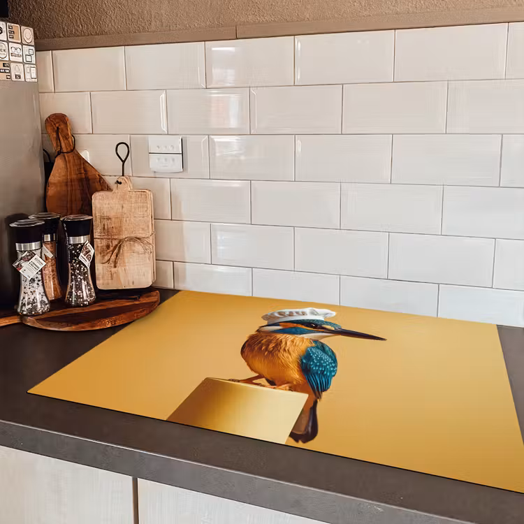 Ijsvogel - Pilaar - Koksmuts - Vogel Inductie beschermer vinyl 3mm klein -sfeer3