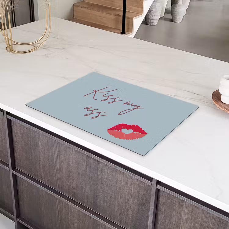 Kiss my ass - Lip - Blauw Inductie beschermer vinyl 3mm klein -sfeer8