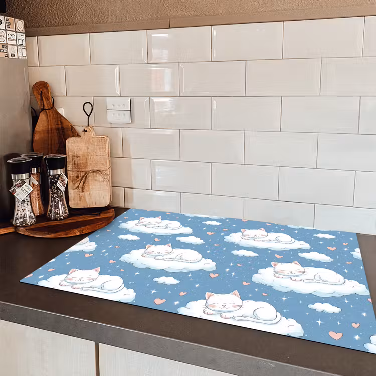Kitten - Wolken - Blauw Inductie beschermer vinyl 3mm klein 276 -sfeer3