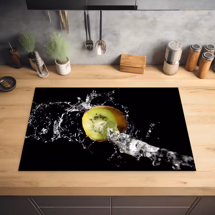 Kiwi in Waterkunstwerk Inductie beschermer vinyl 3mm klein -sfeer5