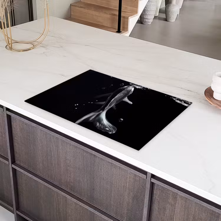 Koi - Vissen - Water - Zwart Inductie beschermer vinyl 3mm klein -sfeer8