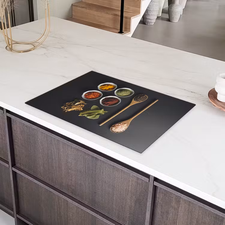 Pollepel - Specerijen - Kruiden - Groen - Bruin - Rustiek Inductie beschermer vinyl 3mm klein -sfeer8