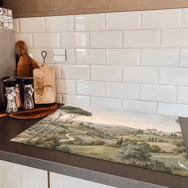 Landschap - Heuvels - Zandpad - Groen Inductie beschermer vinyl 3mm klein -sfeer3