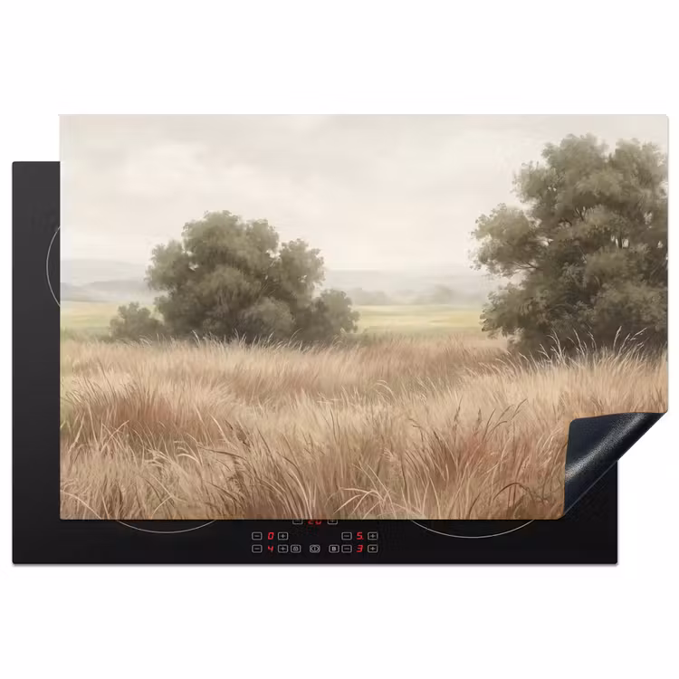Landschap - Minimalistisch - Beige Inductie beschermer vinyl 3mm klein -3d