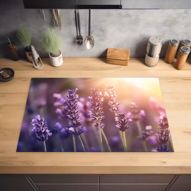 Lavendelbloemen - Paars - Zonlicht Inductie beschermer vinyl 3mm klein -sfeer5