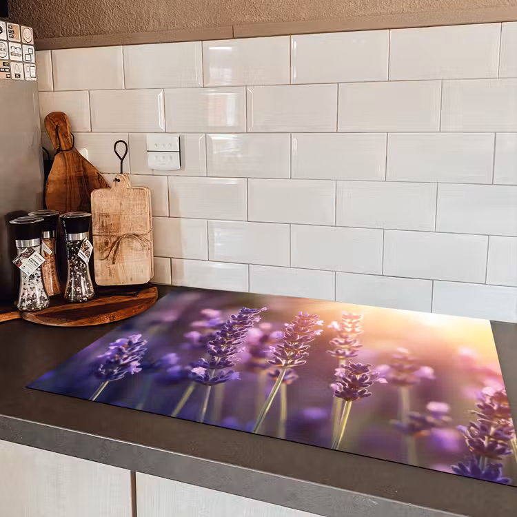 Lavendelbloemen - Paars - Zonlicht Inductie beschermer vinyl 3mm klein -sfeer3