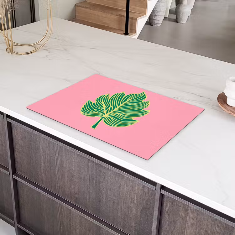 Blad - Groen - Illustratie - Minimalistisch Inductie beschermer vinyl 3mm klein -sfeer8