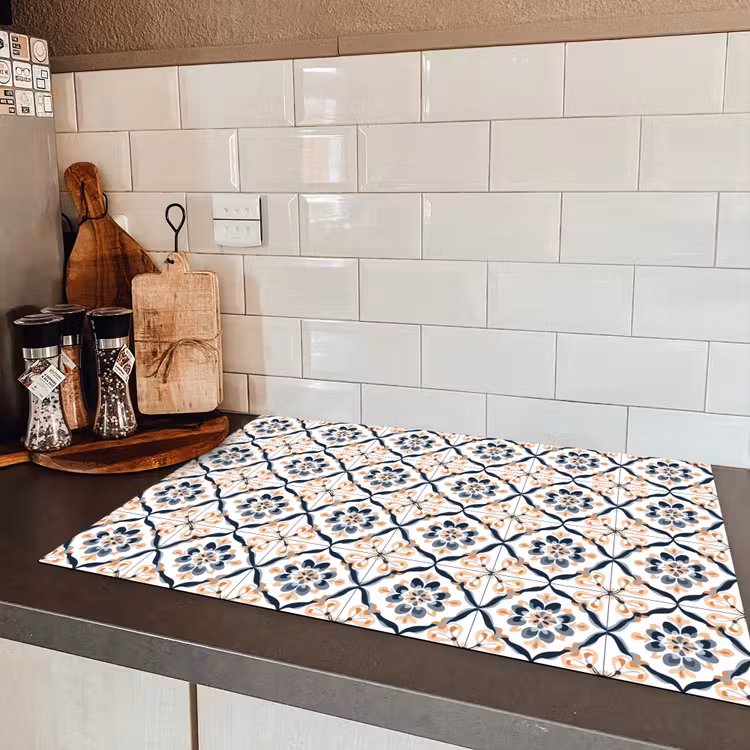 Bladvorm - Patroon - Kleurrijk Inductie beschermer vinyl 3mm klein 276 -sfeer3