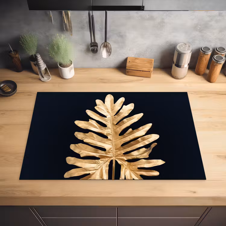 Bladeren - Herfst - Goud - Zwart - Natuur - Luxe Inductie beschermer vinyl 3mm klein -sfeer5