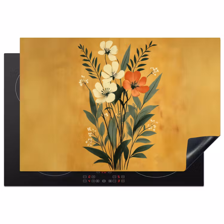 Bladeren - Boeket - Bloemen - Geel Inductie beschermer vinyl 3mm klein -3d