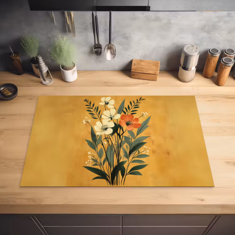 Bladeren - Boeket - Bloemen - Geel Inductie beschermer vinyl 3mm klein -sfeer5