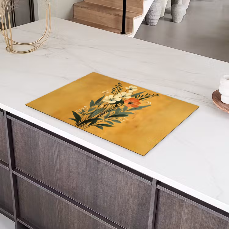 Bladeren - Boeket - Bloemen - Geel Inductie beschermer vinyl 3mm klein -sfeer8