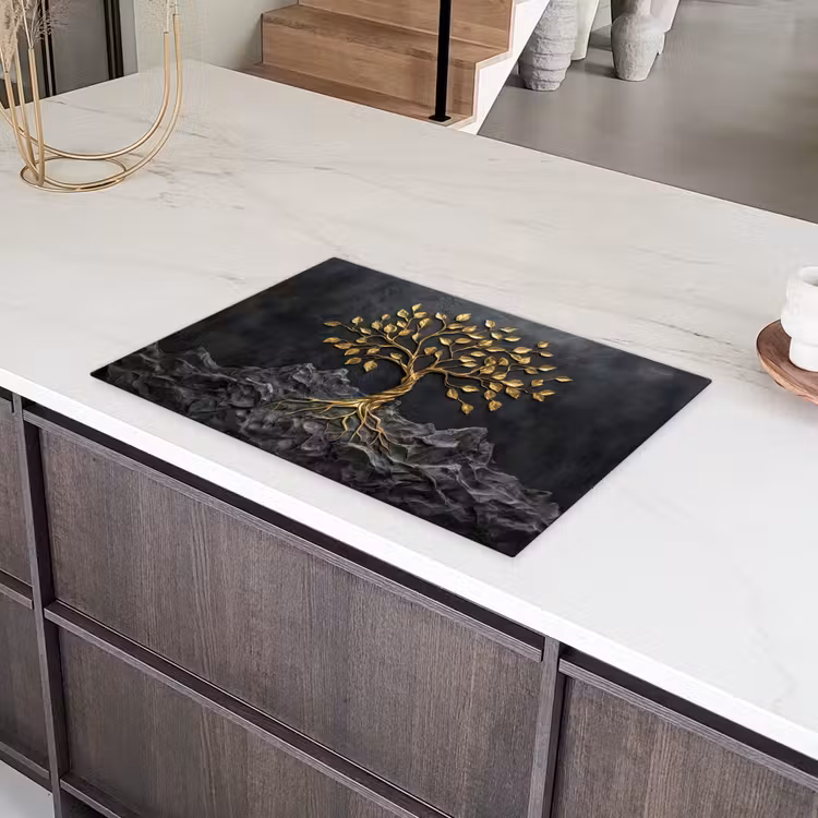 Bladeren - Goud - Boom - Rots Inductie beschermer vinyl 3mm klein -sfeer8