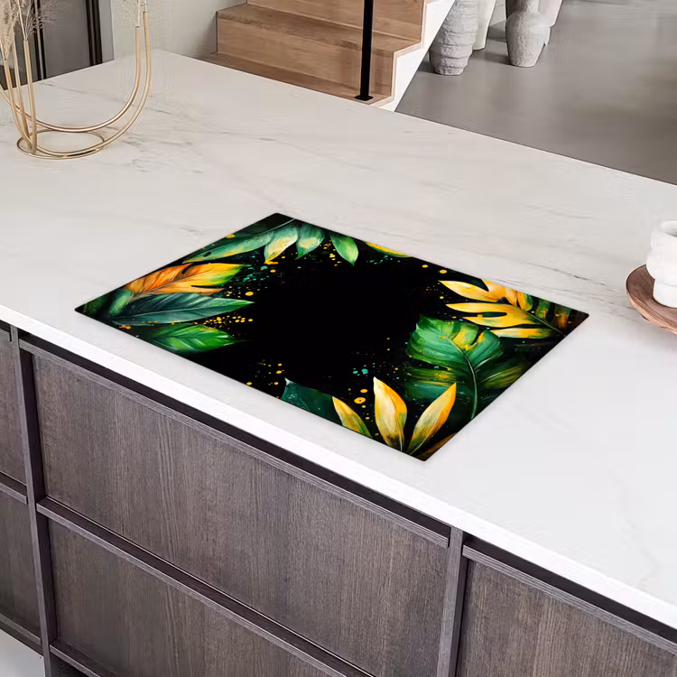 Bladeren - Groen - Geel - Verf - Jungle Inductie beschermer vinyl 3mm klein -sfeer8