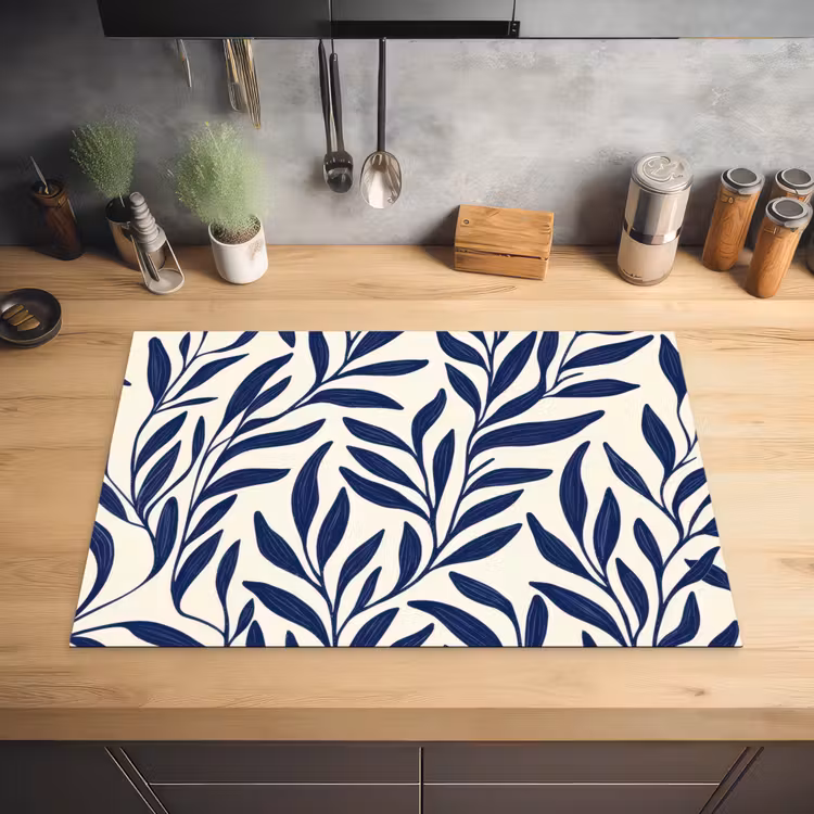 Bladeren - Klimop - Donkerblauw Inductie beschermer vinyl 3mm klein -sfeer5