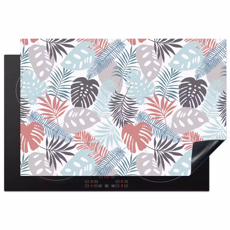 Bladeren - Jungle - Pastel - Tropisch Inductie beschermer vinyl 3mm klein -3d