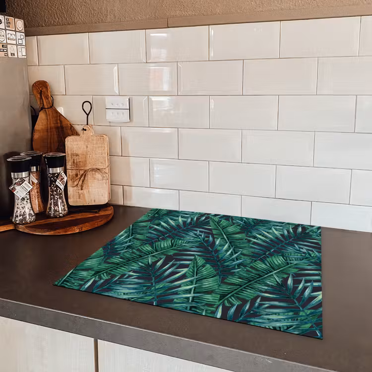 Bladeren - Inductie beschermer - Jungle - Tropical Inductie beschermer vinyl 3mm middel -sfeer3