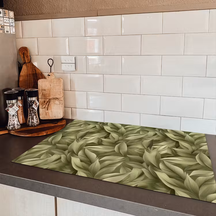 Bladeren - Modern - Groen Inductie beschermer vinyl 3mm klein 276 -sfeer3