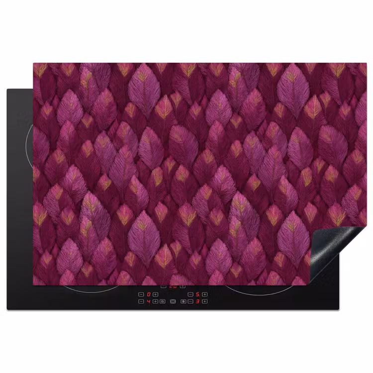 Bladeren - Patroon - Burgundy Inductie beschermer vinyl 3mm klein 276 -3d