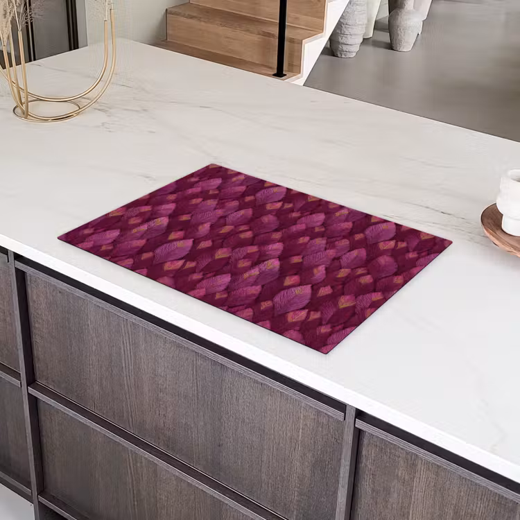 Bladeren - Patroon - Burgundy Inductie beschermer vinyl 3mm klein 276 -sfeer8