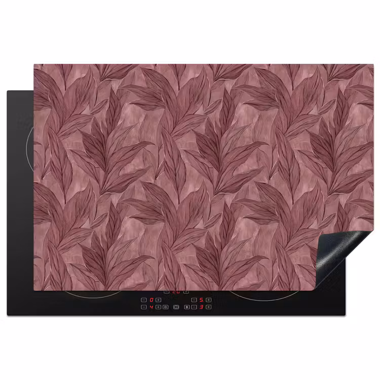 Bladeren - Patroon - Paars Inductie beschermer vinyl 3mm klein 276 -3d