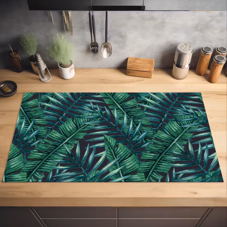 Bladeren - Tropical - Jungle Inductie beschermer vinyl 3mm groot -sfeer5
