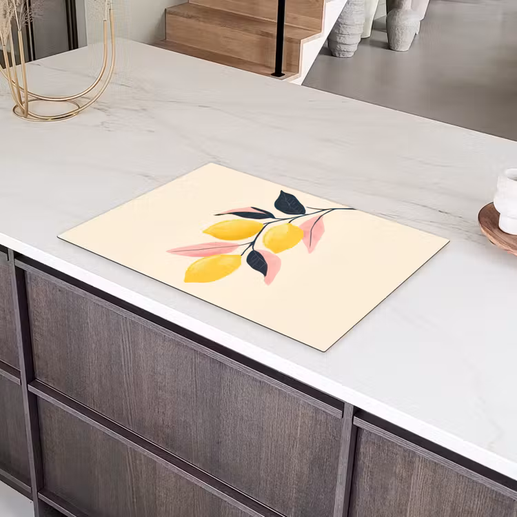 Citroenen - Felgeel - Tak - Bladeren Inductie beschermer vinyl 3mm klein -sfeer8