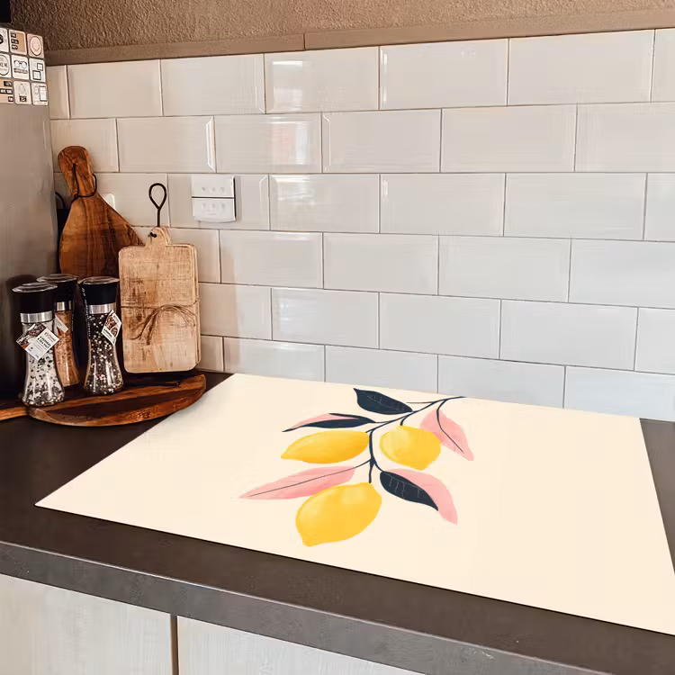 Citroenen - Felgeel - Tak - Bladeren Inductie beschermer vinyl 3mm klein -sfeer3