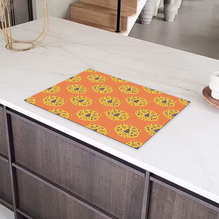 Luipaard - Gezichten - Stippen - Oranje Inductie beschermer vinyl 3mm klein 276 -sfeer8