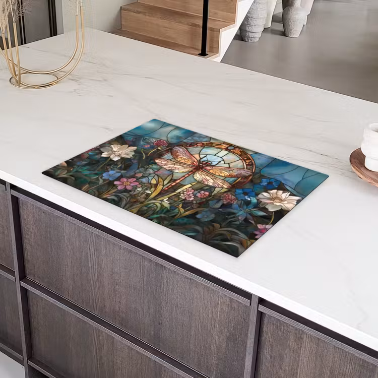 Libelle - Mozaïek - Bloemen - Kleurrijk Inductie beschermer vinyl 3mm klein -sfeer8