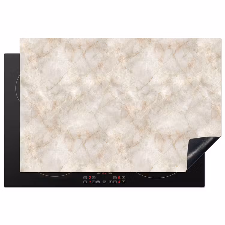Lichtbeige - Goudbruine Nerven - Marmer Inductie beschermer vinyl 3mm klein 276 -3d