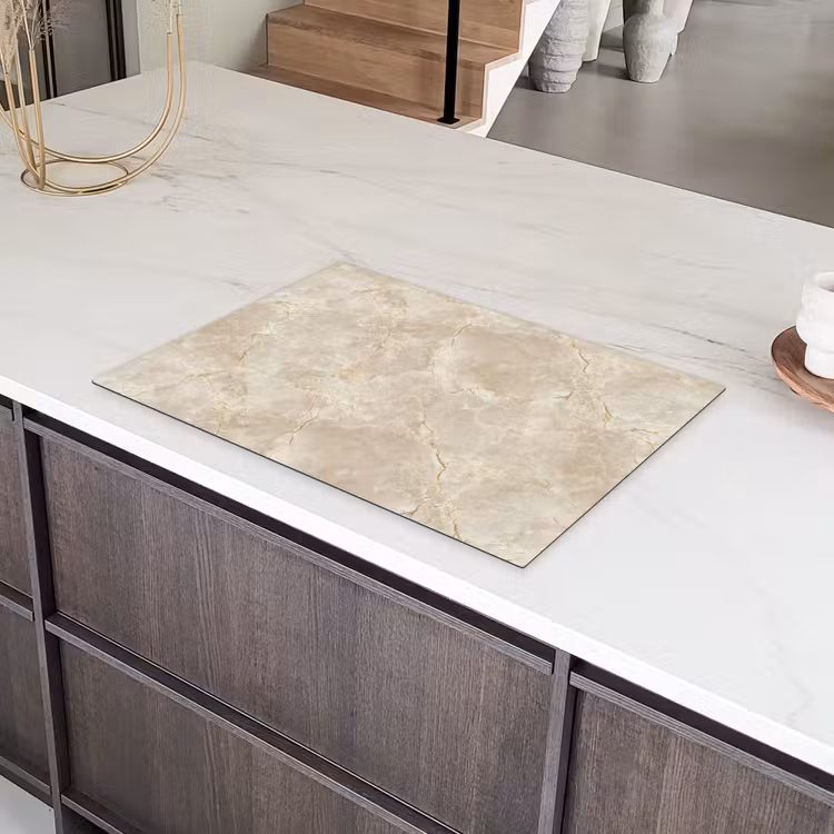 Lichtbeige - Marmer - Aders Inductie beschermer vinyl 3mm klein 276 -sfeer8
