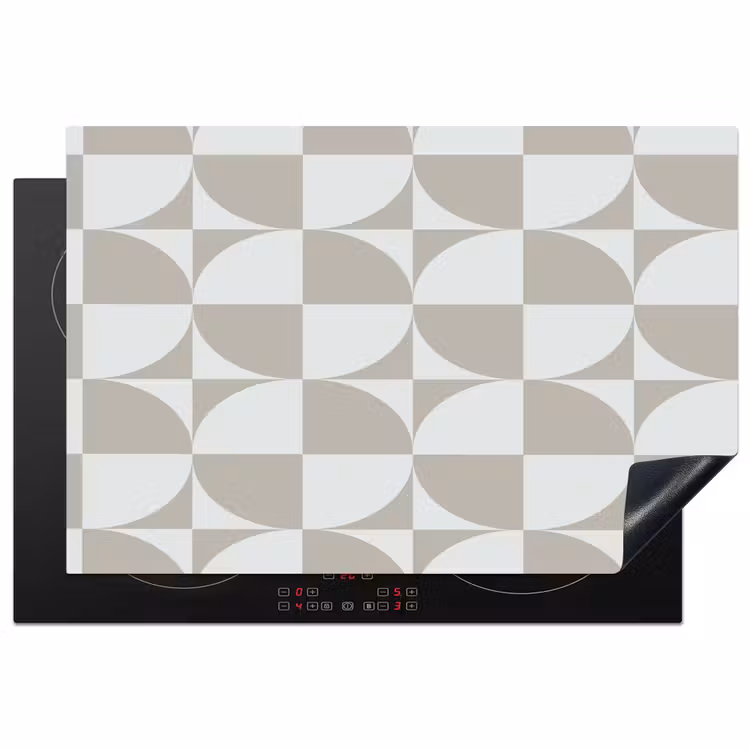 Lichtgrijs - Wit - Vierkant - Rond Inductie beschermer vinyl 3mm klein 276 -3d