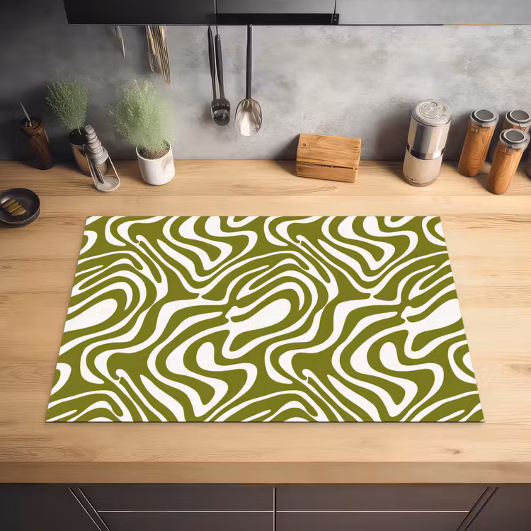 Lijnpatroon - Groen - Organisch Inductie beschermer vinyl 3mm klein 276 -sfeer5