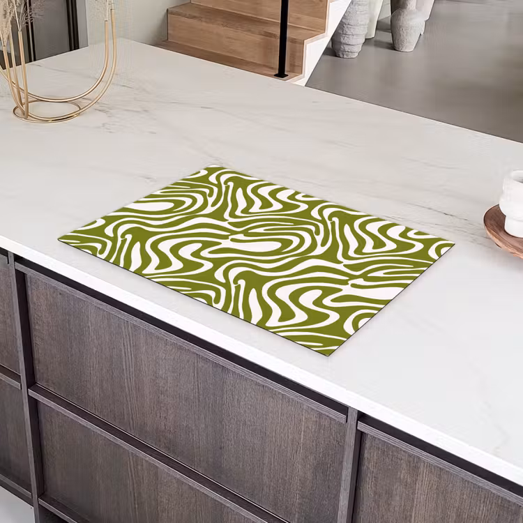 Lijnpatroon - Groen - Organisch Inductie beschermer vinyl 3mm klein 276 -sfeer8