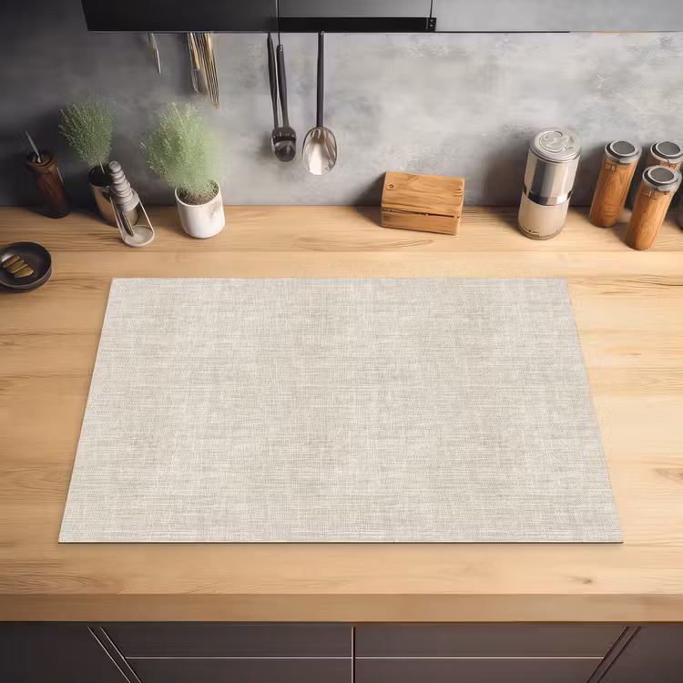 Linnen - Textuur - Beige Inductie beschermer vinyl 3mm klein 276 -sfeer5